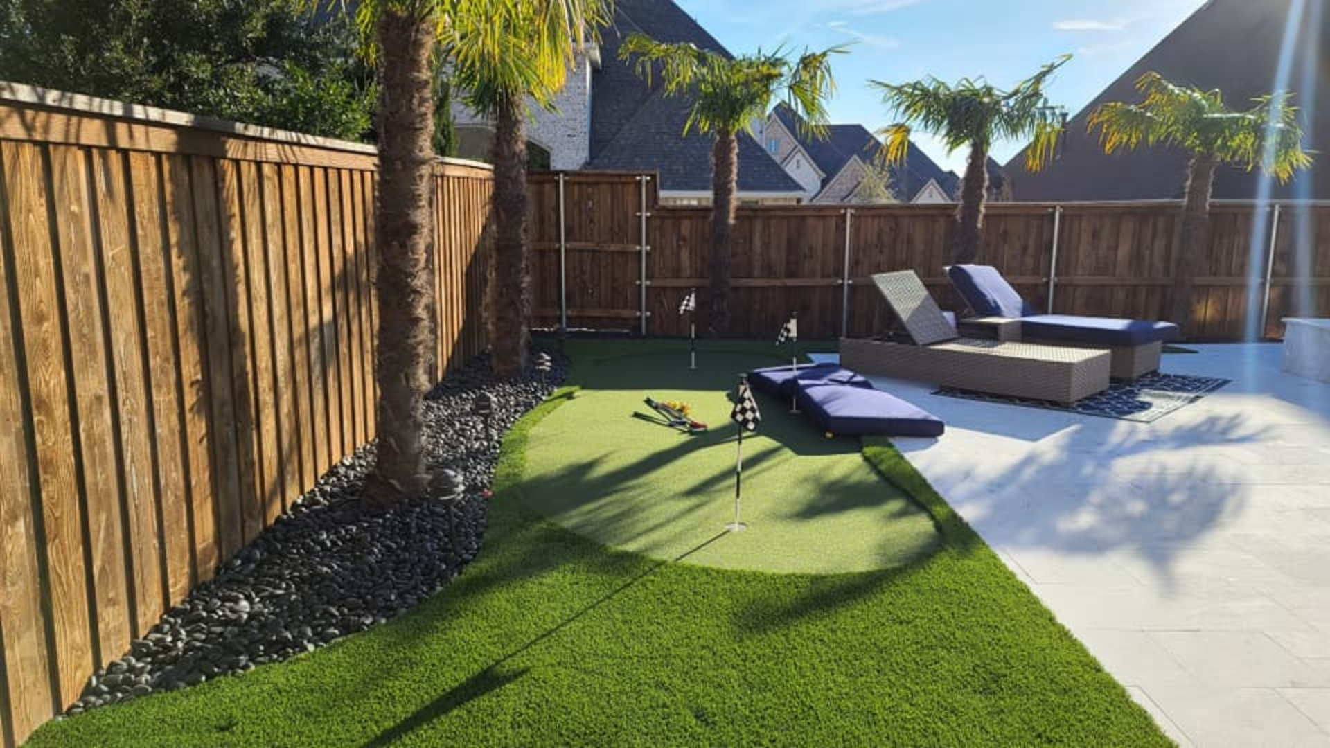 backyard-putting-green-artificial-turf-palm-trees-frisco-prosper-tx